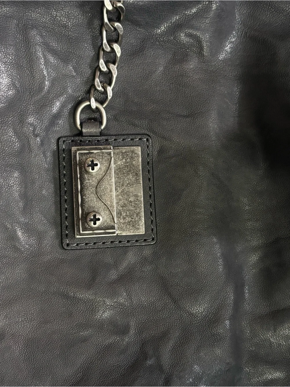 Frye Leather Ella Bucket Hobo Shoulder Bag Purse Pocketbook Carbon Grey Chain